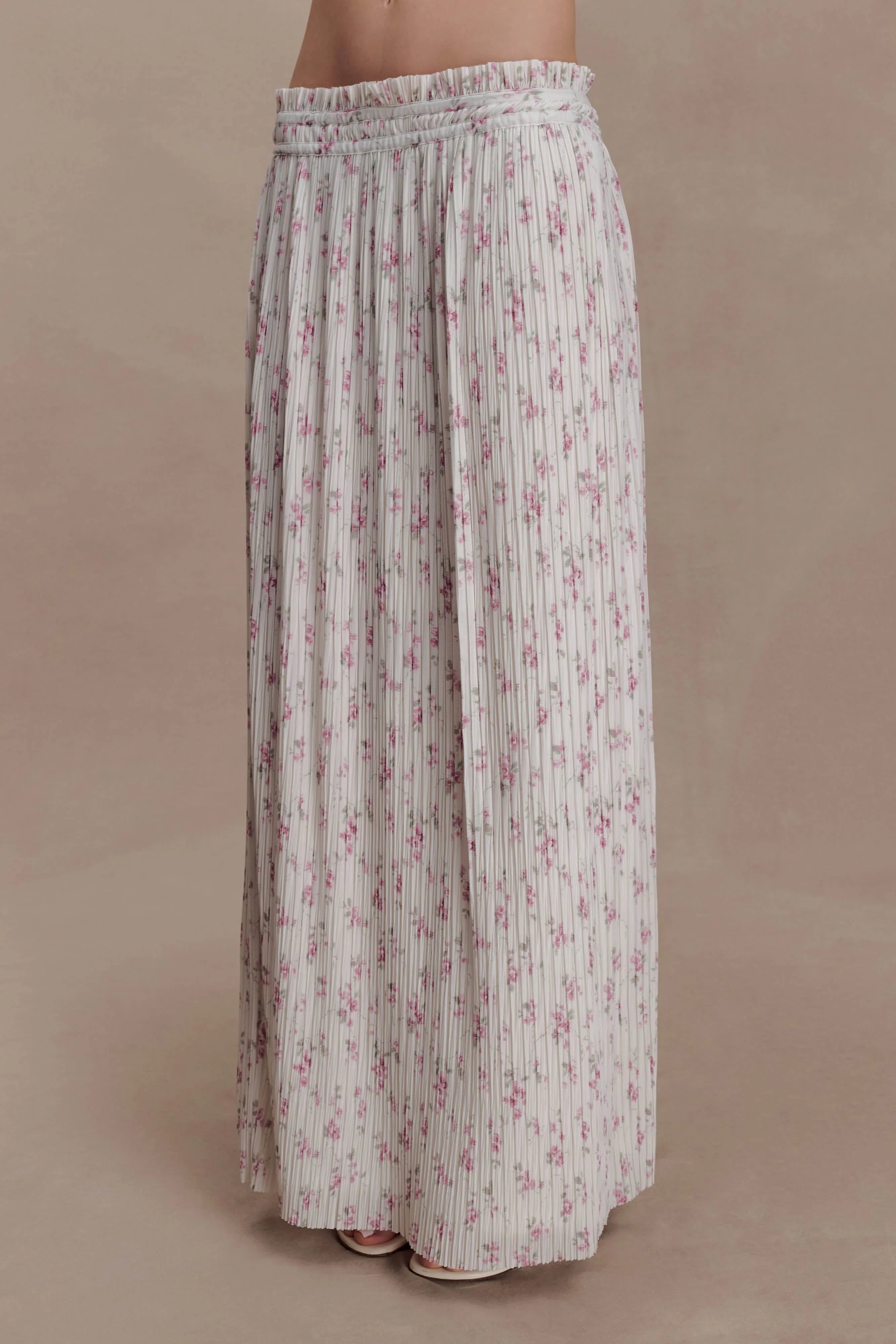 Amaris Gathered Plisse Maxi Skirt Floral Ditsy Print