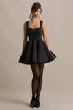 Malia Black Sweetheart Neck Skater Mini Dress