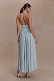 Angelina Scuba Halter Midi Dress Pale Blue