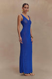 Ari Tape Yarn Knit Maxi Dress Cobalt Blue