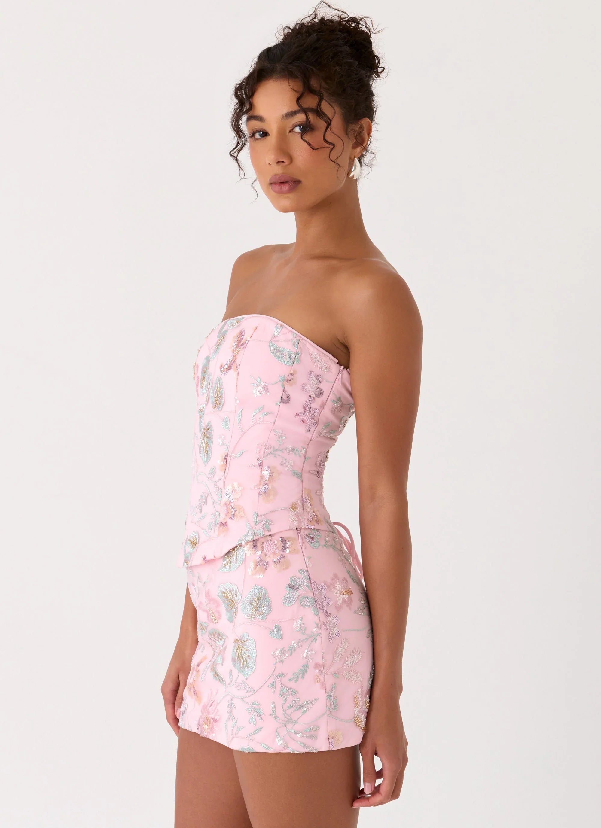 Solaire Strapless Corset Top Pink