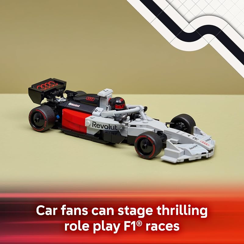 LEGO Speed Champions Audi Revolut F1 Team R26 Race Car Toy Building Sets for Boys Girls Ages 10 F1 Car Kit for Display or Play Gift for Birthdays 77259