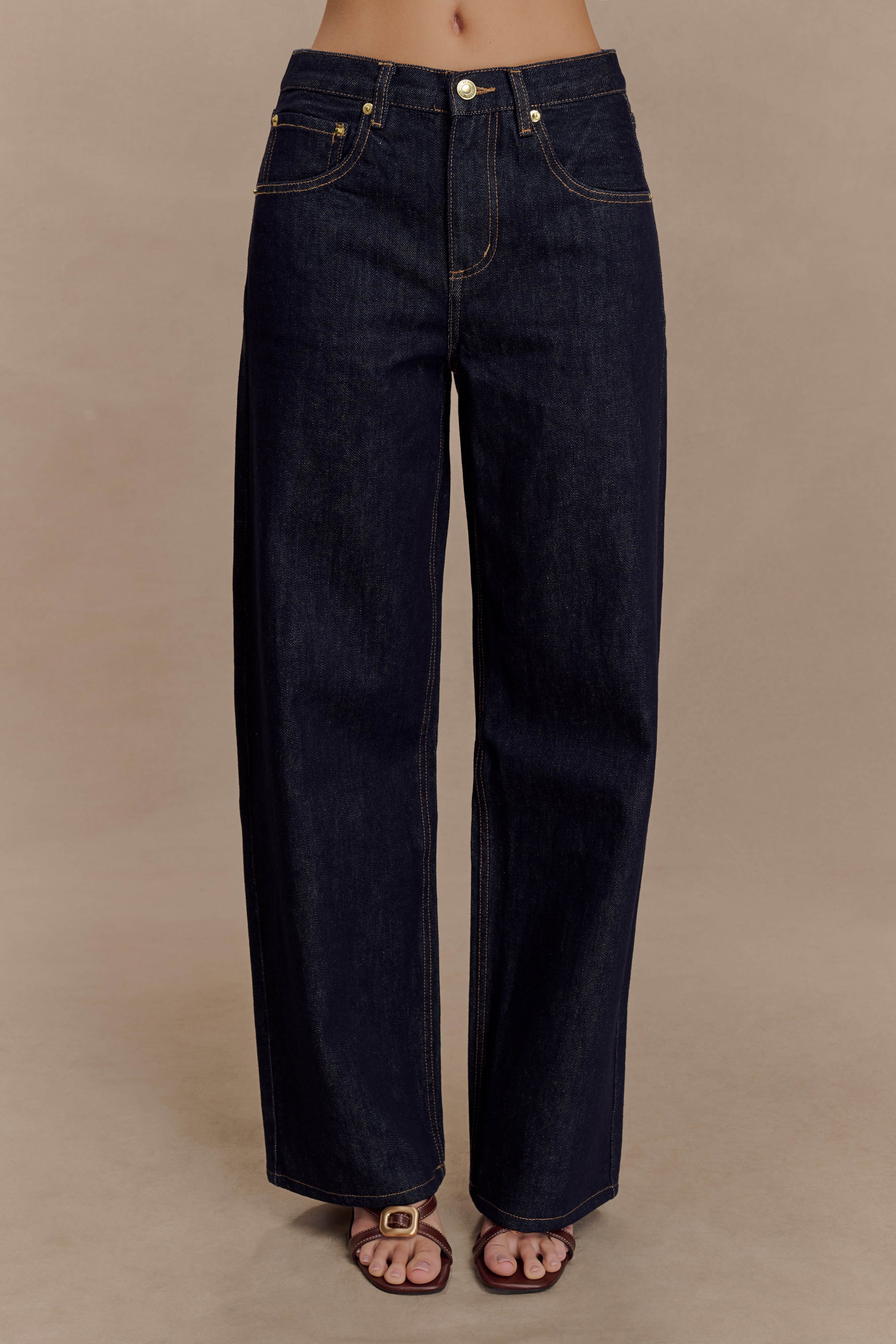 Mannon Mid Rise Denim Jeans Washed Indigo Blue