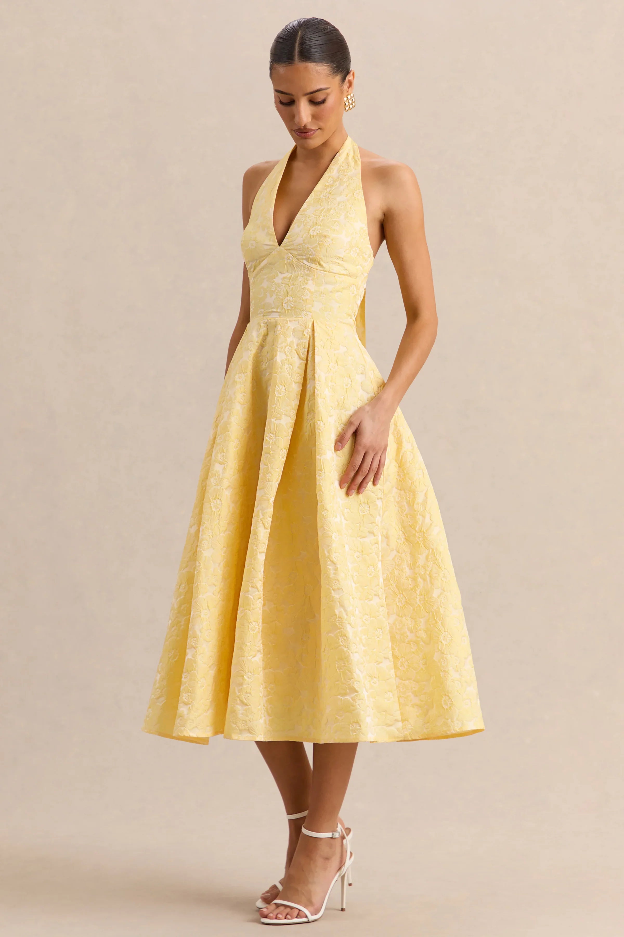 Nyomi Lemon Satin Halter Neck Midi Dress