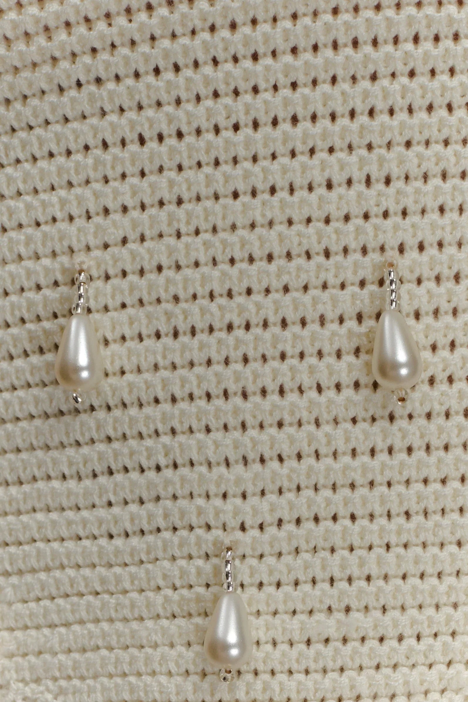 Aletta Knit Pearl Halter Top Ivory