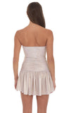 Metallic Embellished Strapless Dress in Rose Gold