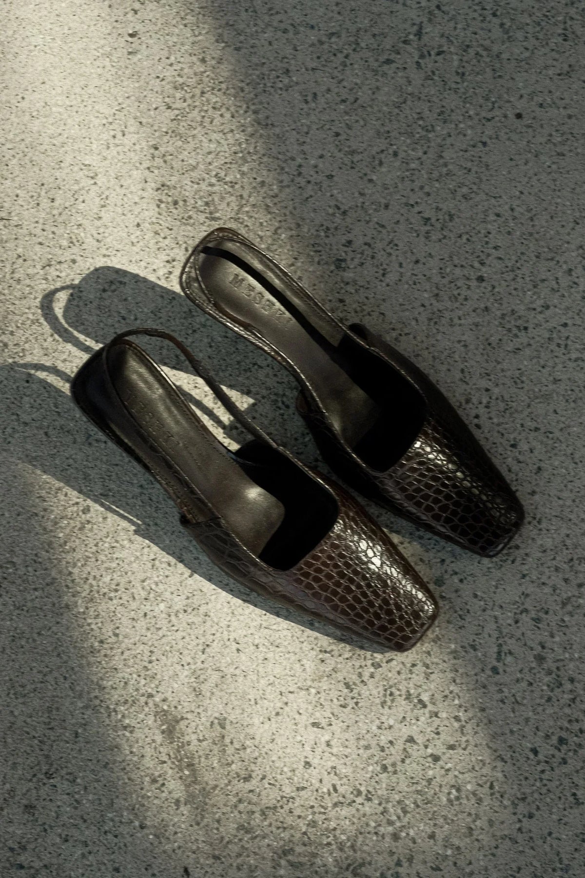 Maren Faux Leather Crocodile Heel Chocolate