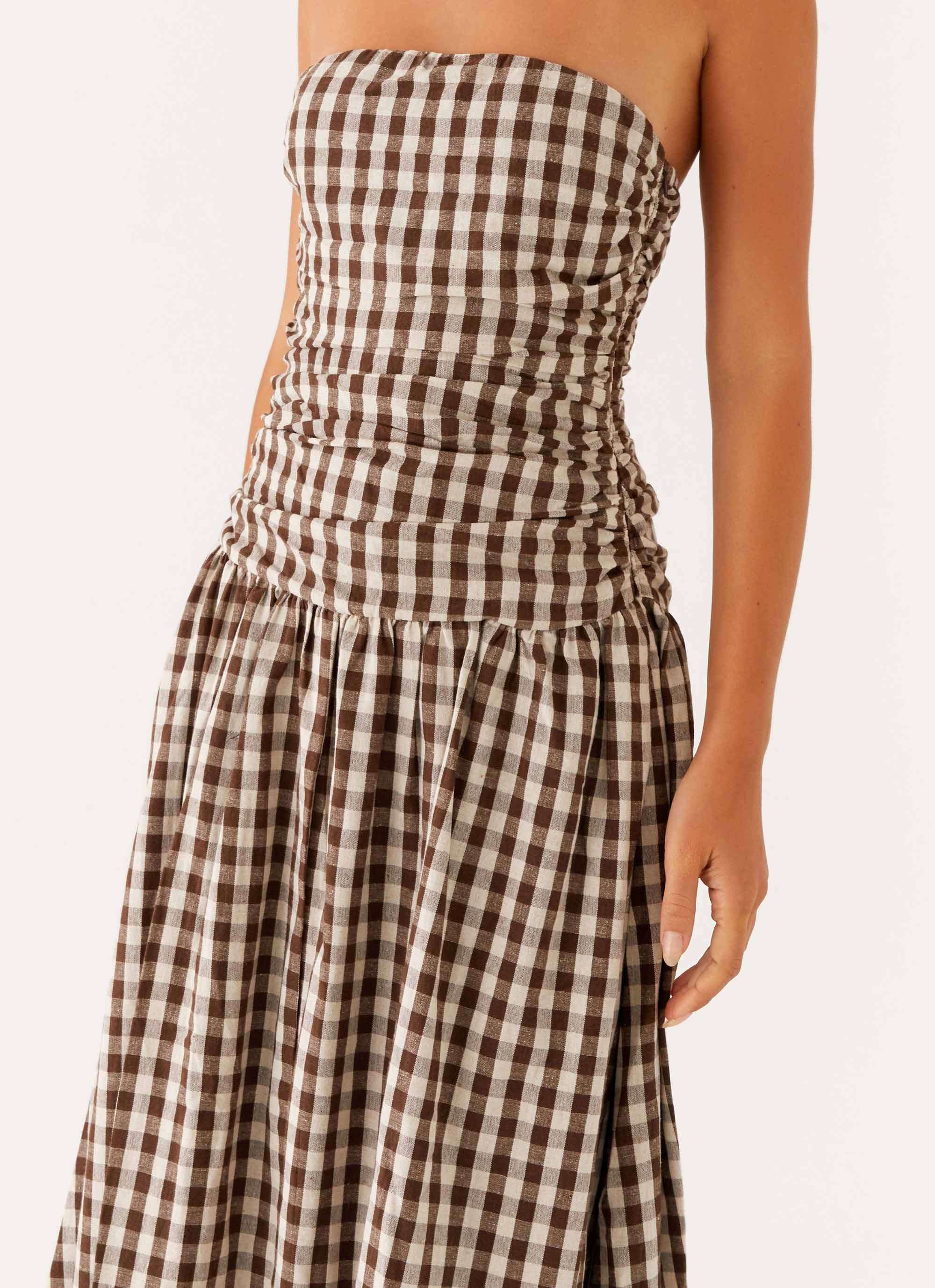 Carmel Maxi Dress Brown Gingham