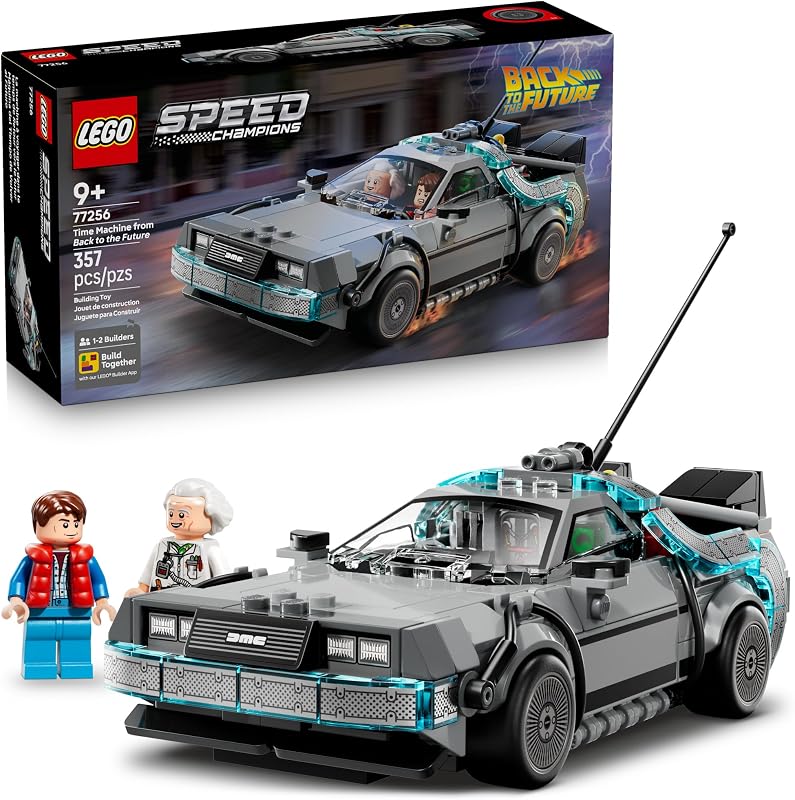 LEGO Speed Champions Time Machine from Back to The Future Building Toy for Kids Pretend Play Display Car Toy W 2 Build Modes for Boys Girls Ages 9 Gift for Birthdays 77256