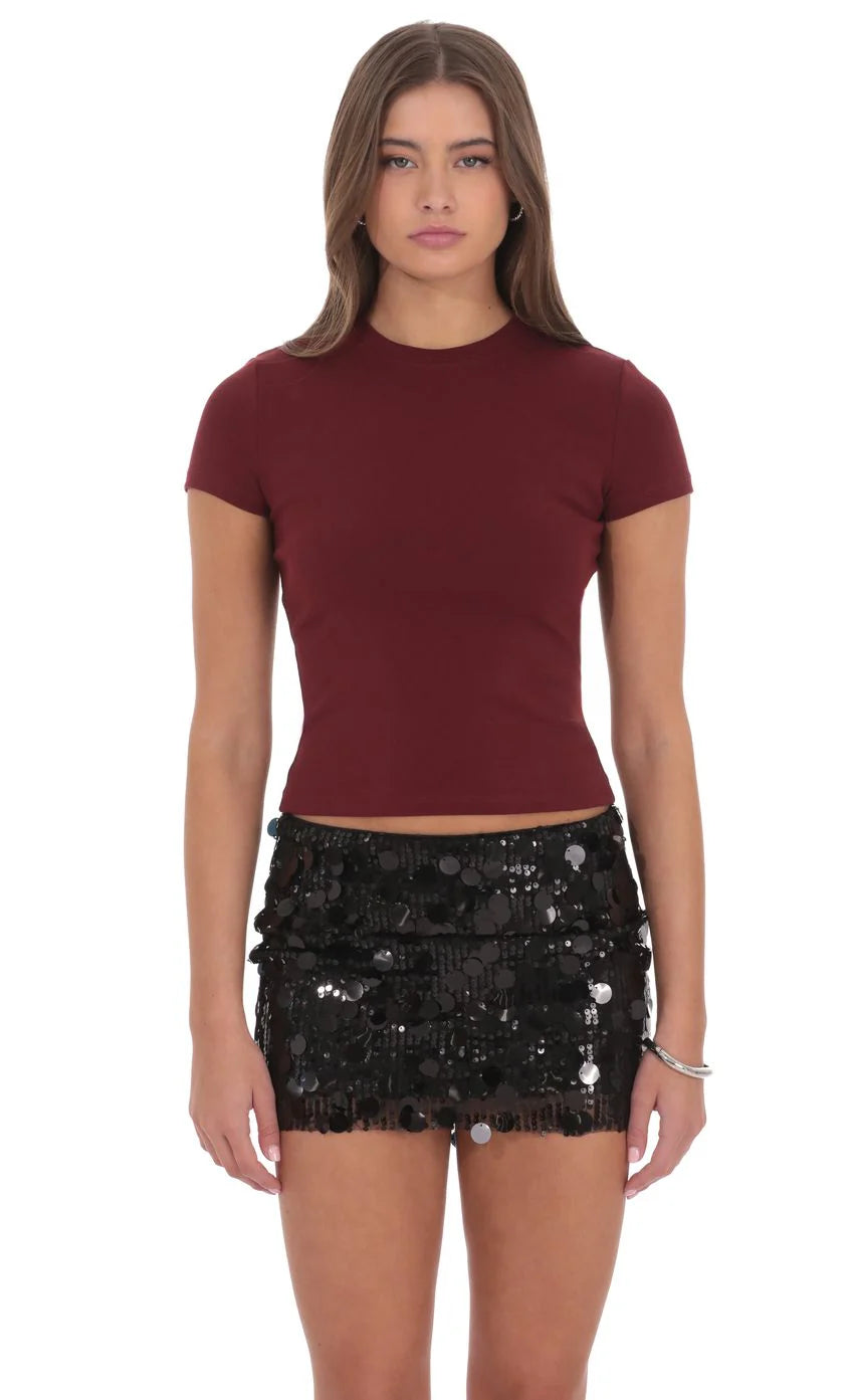 Basic Baby T in Burgundy