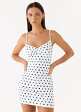 Last Light Mini Dress Porcelain Blue Polka Dot