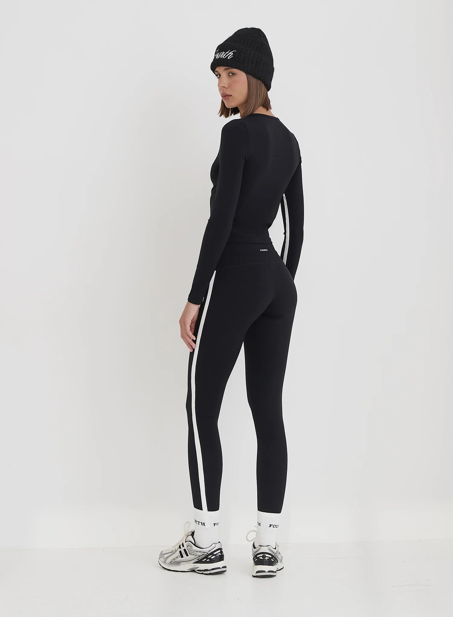 Black 4th Branded Contrast Piping Legging
