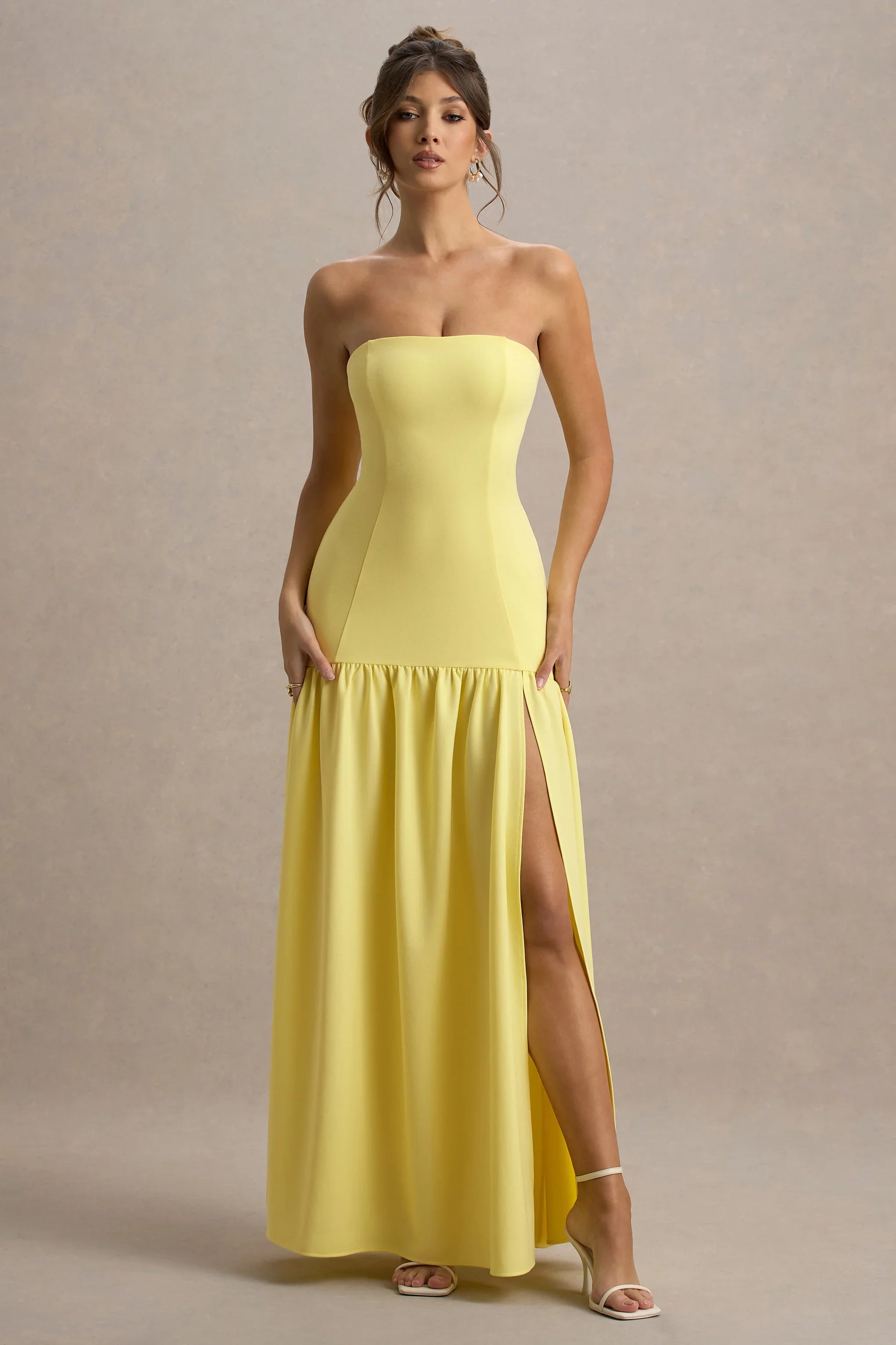Penny Lemon Bandeau Drop Waist Maxi Dress