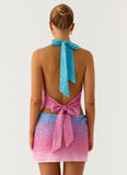 One More Time Sequin Knit Mini Skirt Disco Ombre