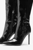 Over It Black Fitted Over Knee Pointed Heeled Boots