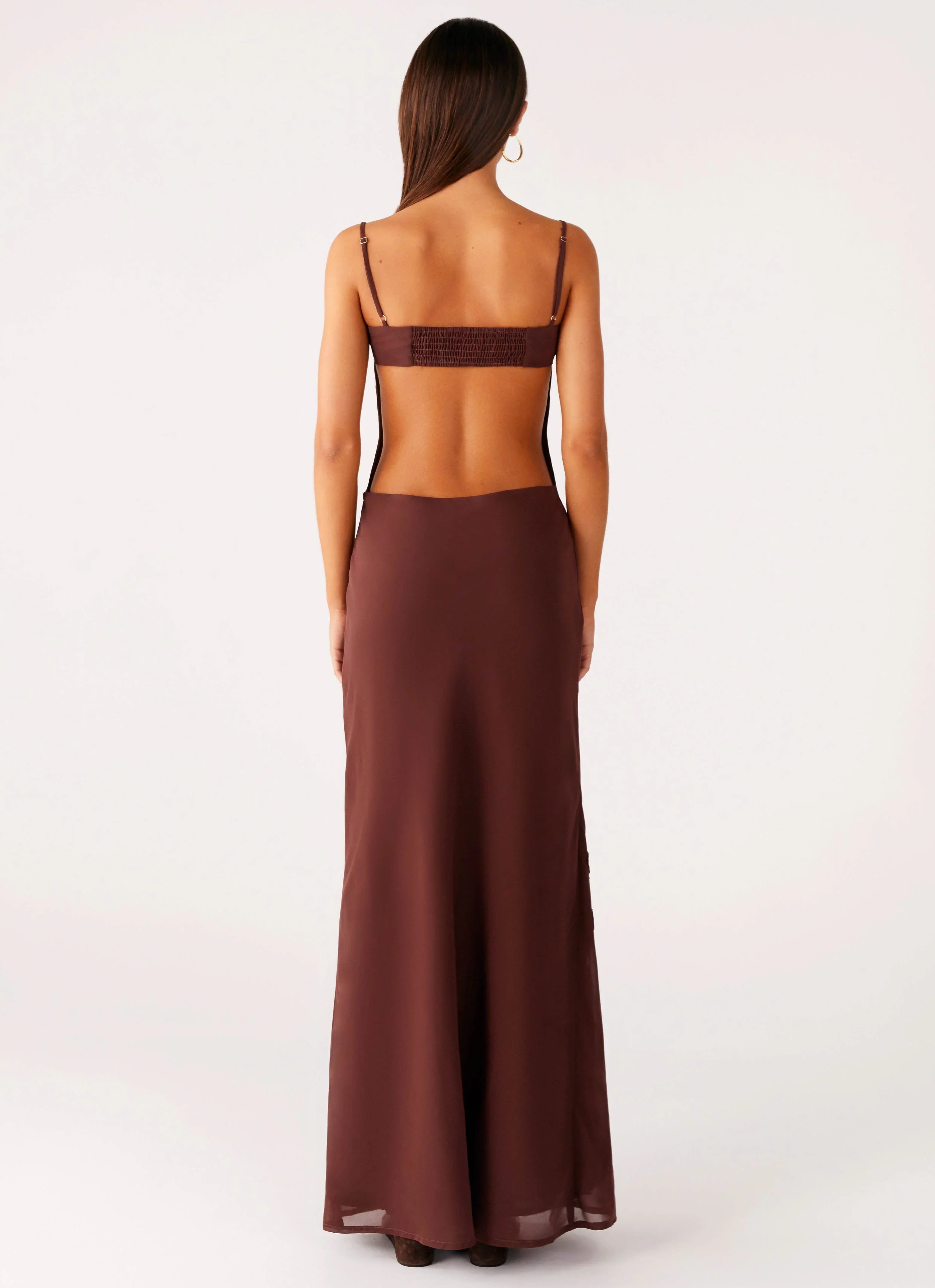 Bayla Beaded Flower Maxi Dress Chocolate
