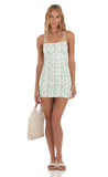 Green Cowgirl Bodycon Lace Up Dress in White