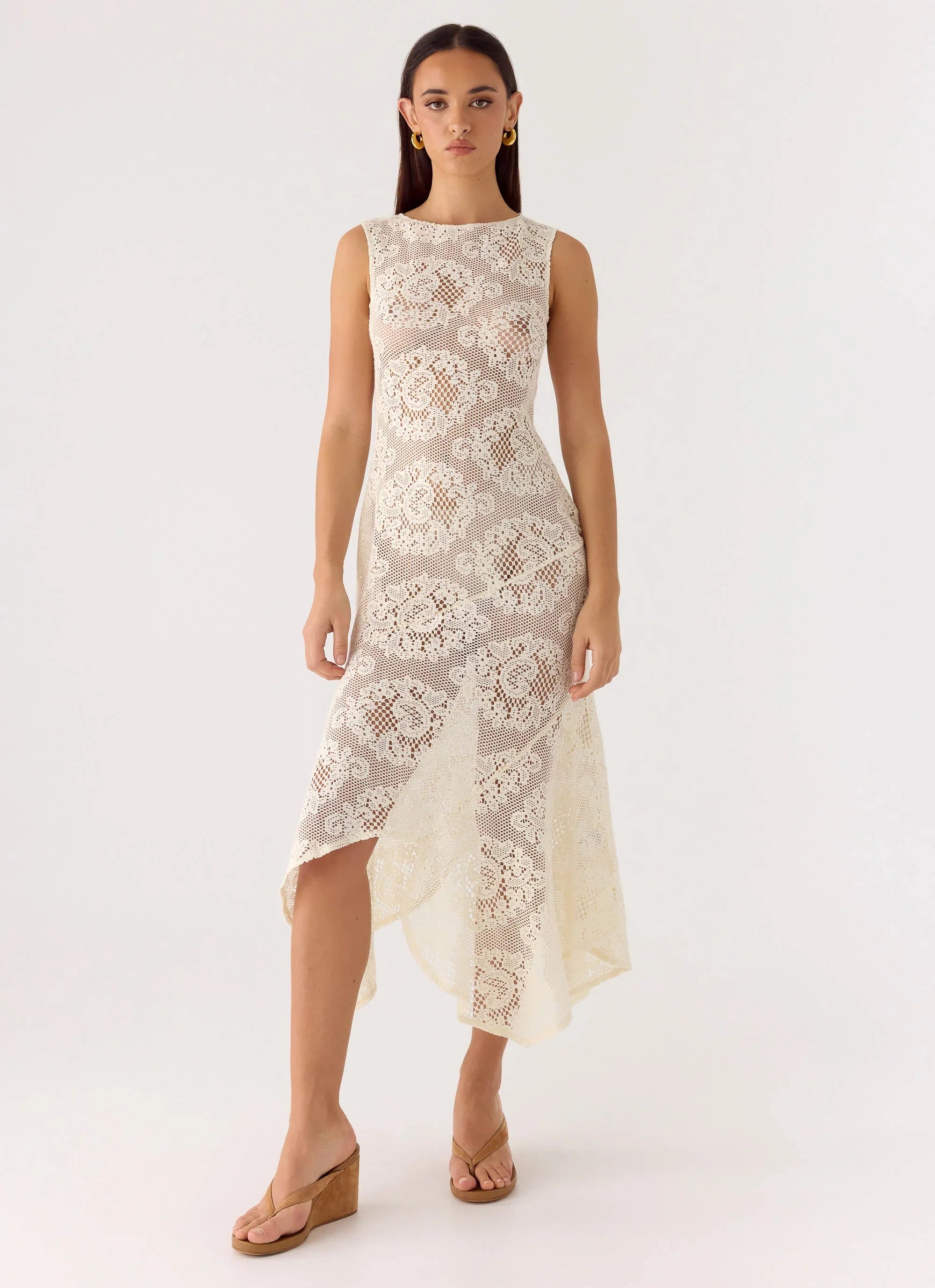 Janayia Midi Dress Ivory