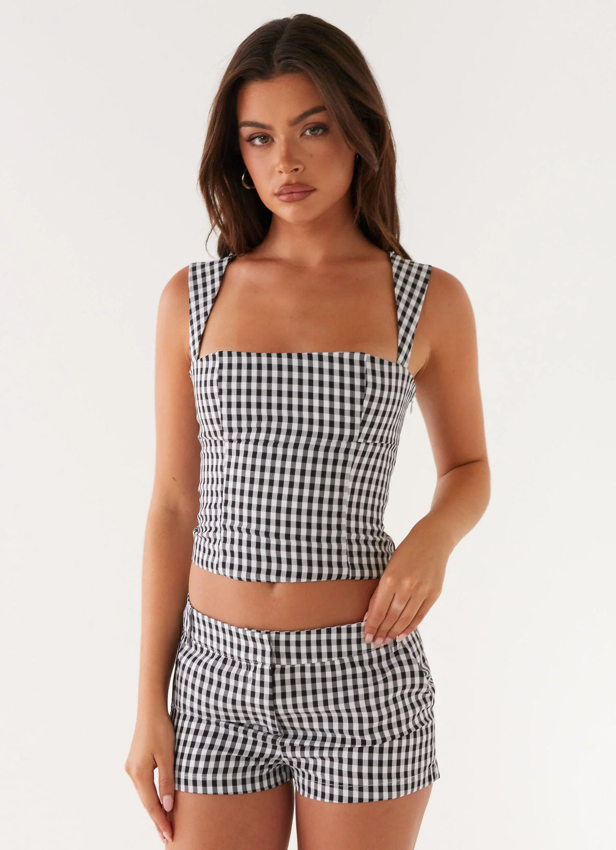 Clayton Tailored Shorts Black Gingham