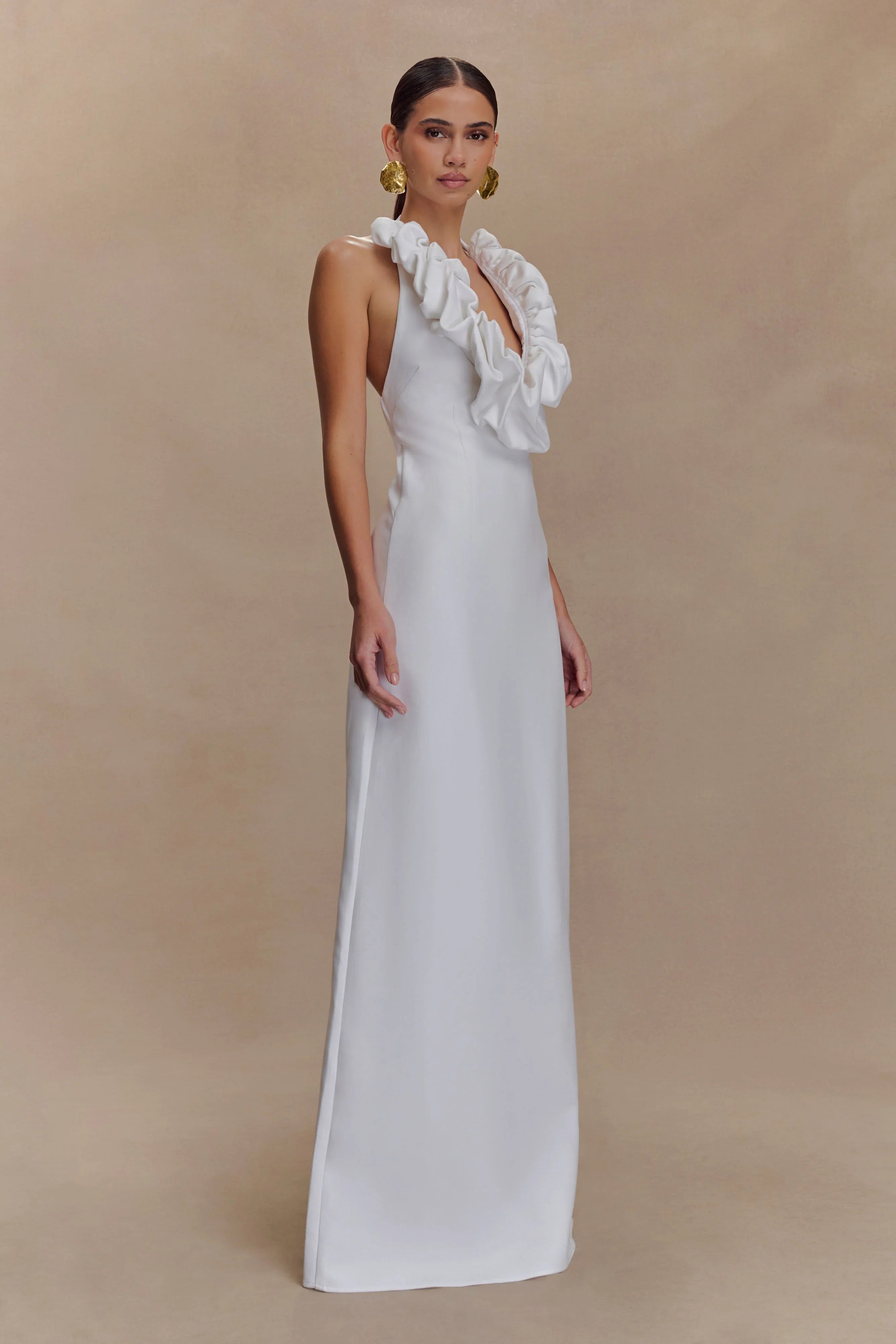 Carolyn Linen Bubble Maxi Dress White