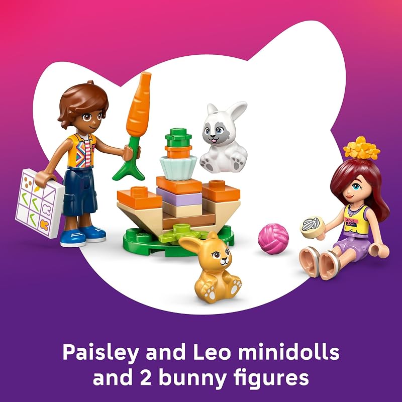 LEGO Friends Heartlake City Bunny Hotel Building Toy for Girls Boys Pretend Play Set for Kids Ages 5 W Paisley Leo Minidolls 2 Toy Bunnies Accessories Gift Idea for Birthdays 42679