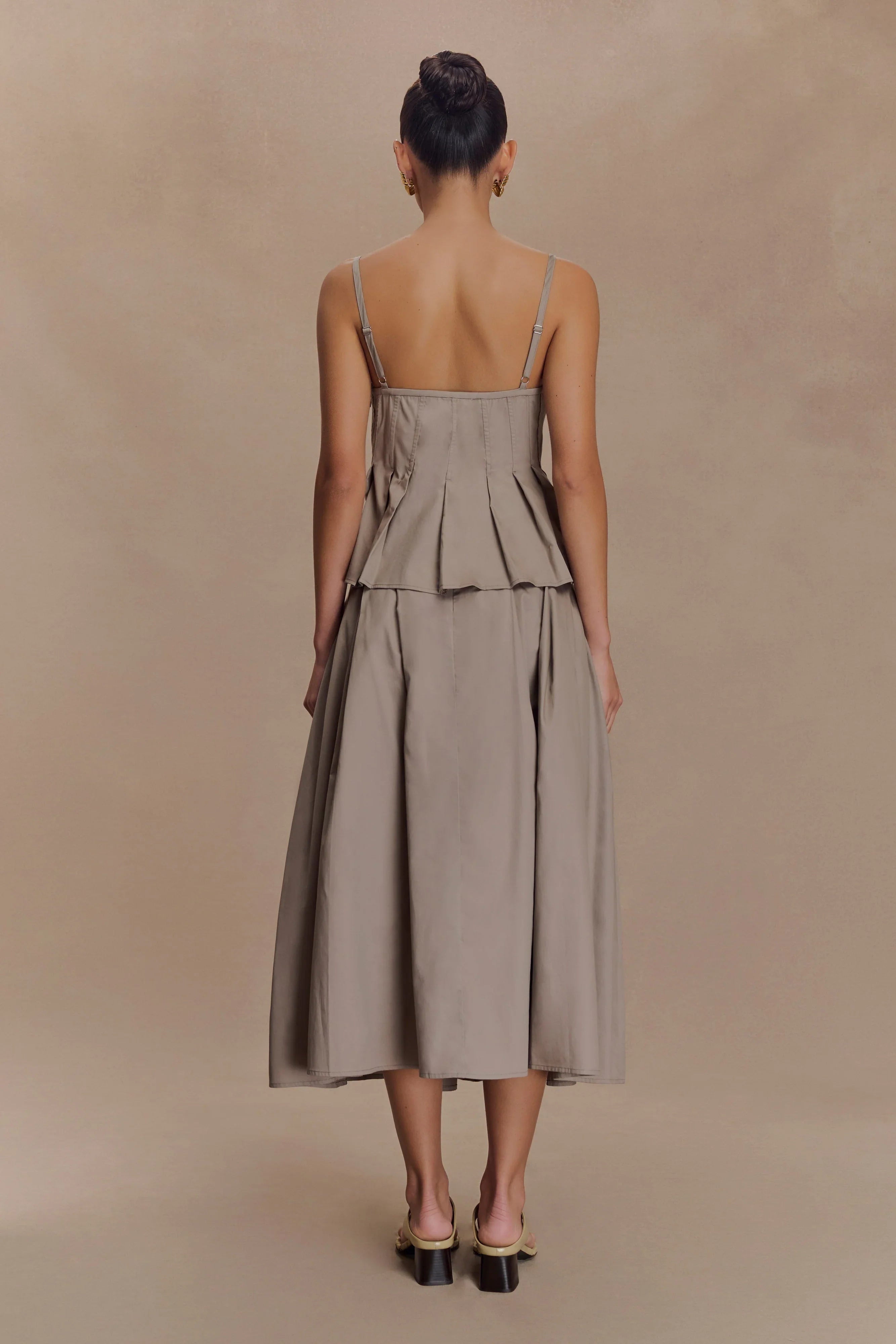 Mae A Line Midi Skirt Pebble Brown