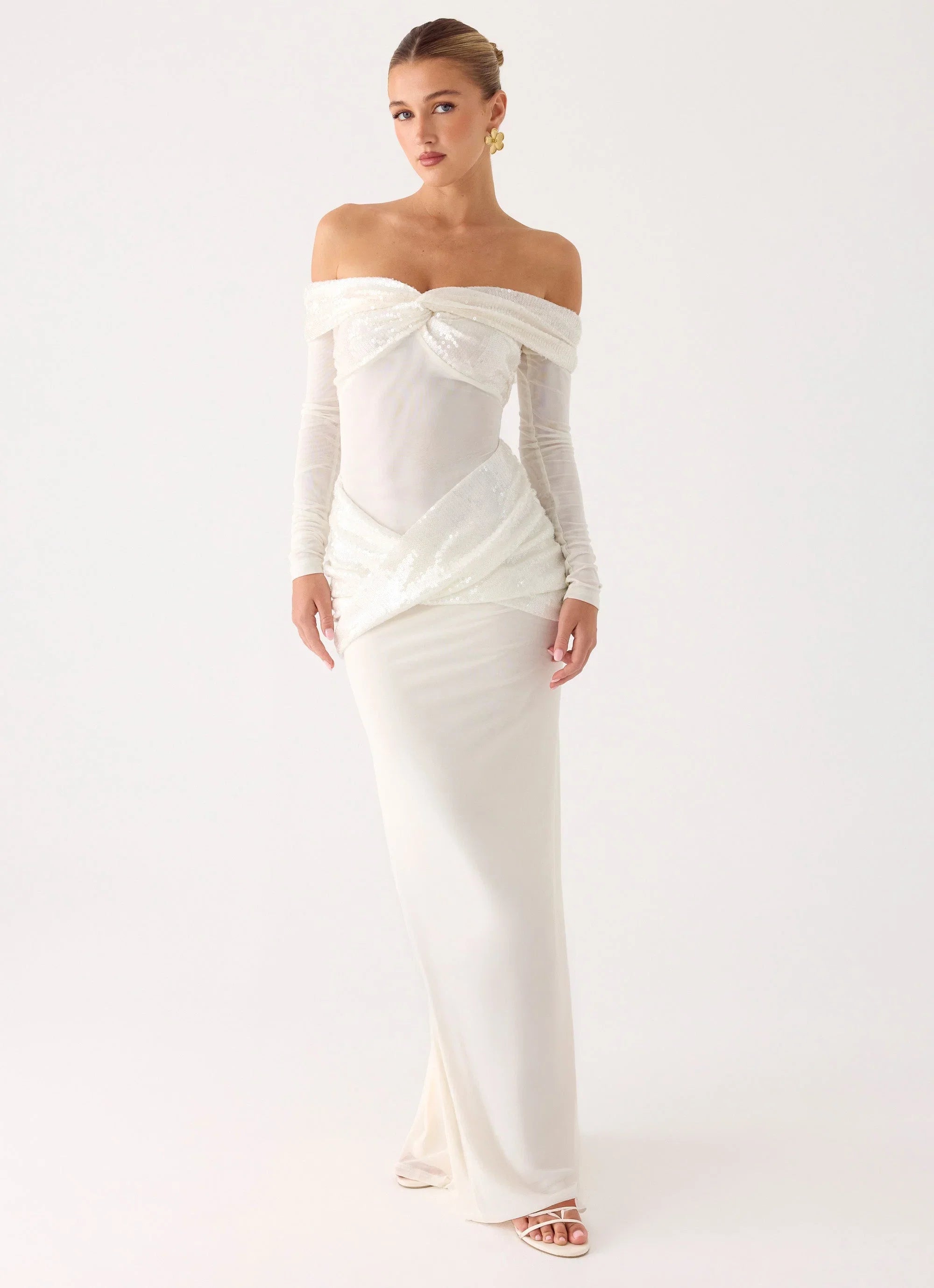 Over To You Sequin Maxi Dress White