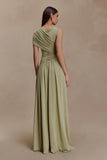 Ayeshya Slinky Asymmetric Maxi Dress Sage