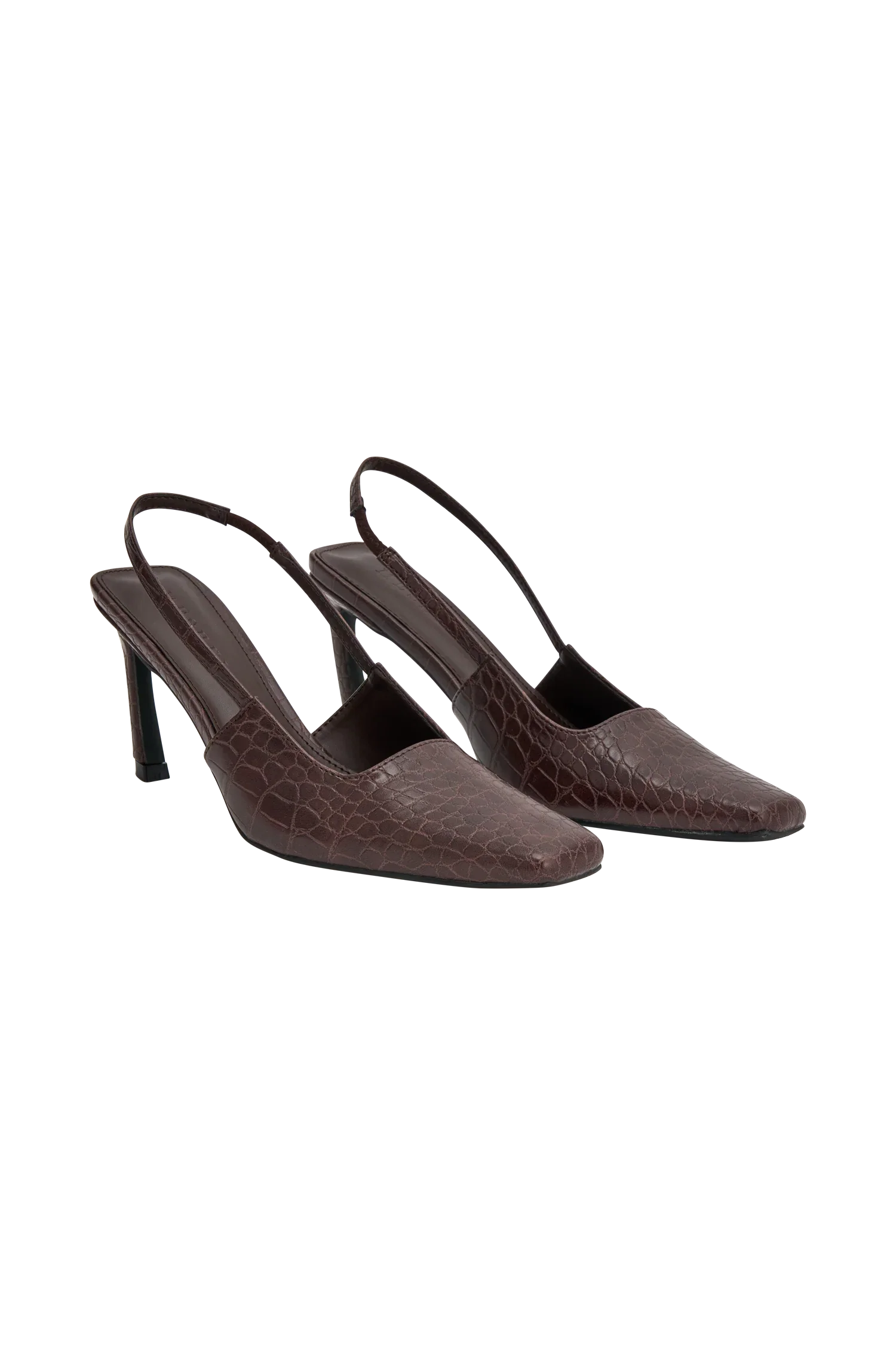 Maren Faux Leather Crocodile Heel Chocolate