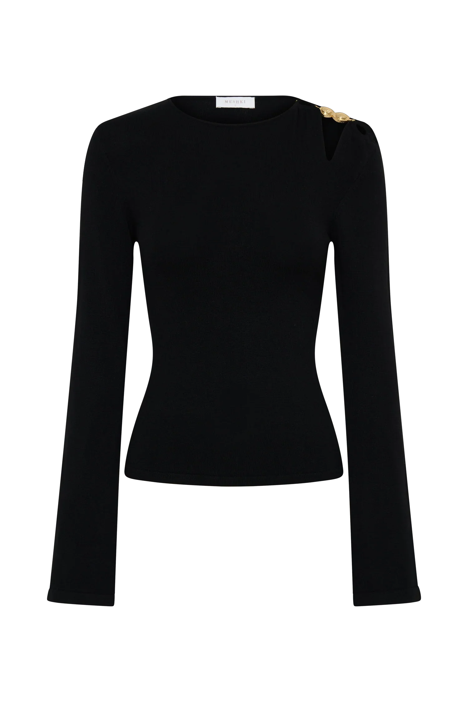 Ricky Knit Long Sleeve Longline Top Black