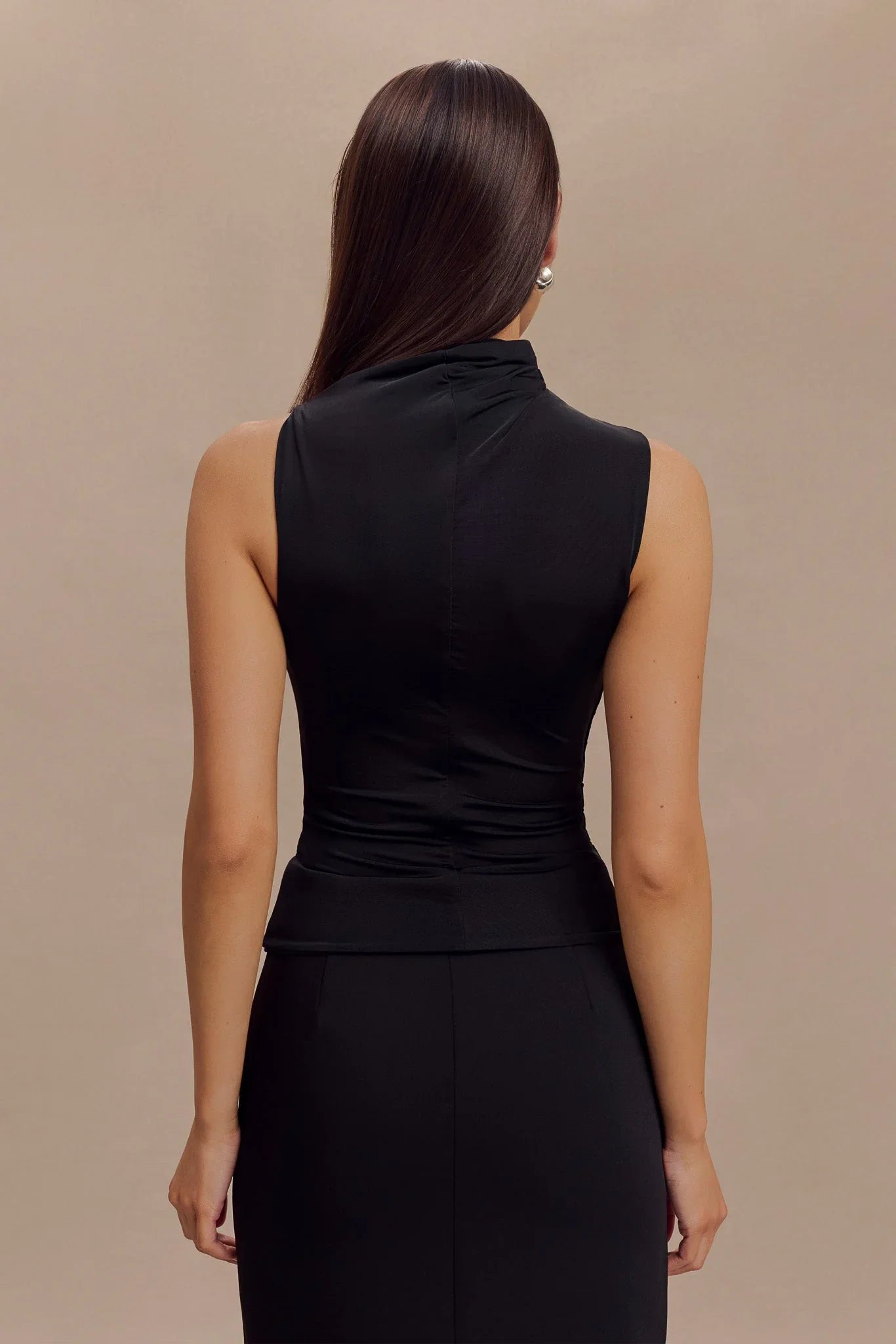 Hadleigh Sleeveless Slinky Top Black