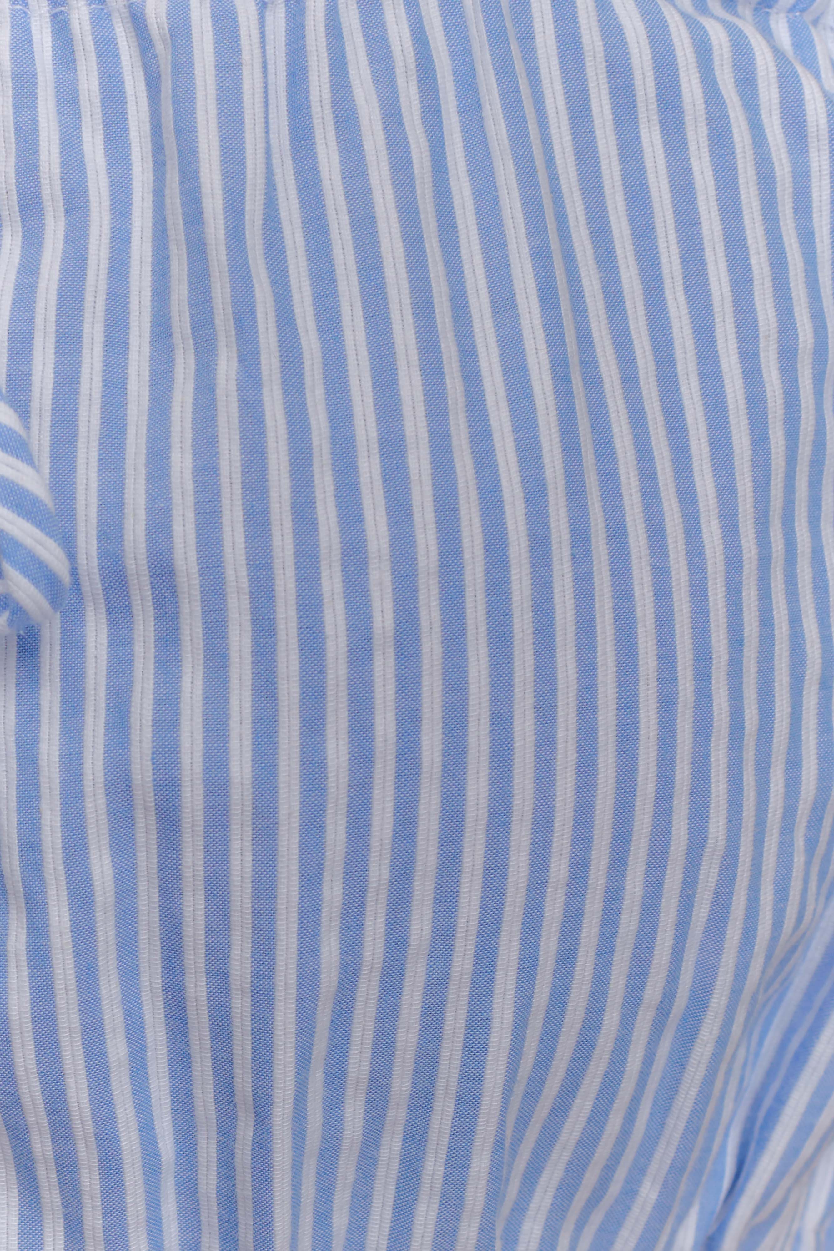 Gretel Sleeveless Crop Top Blue Pinstripe