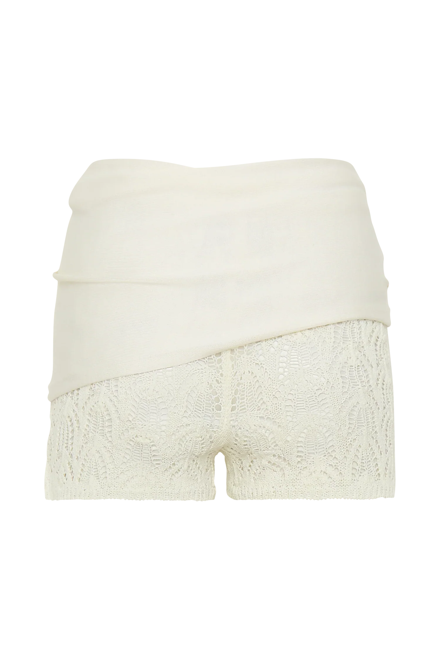 Liora Crochet Shorts With Knit Overlay Ivory