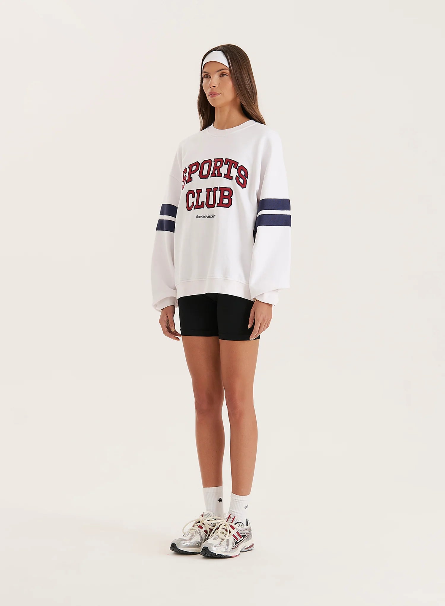 White Sports Club Slogan Oversized Sweatshirt