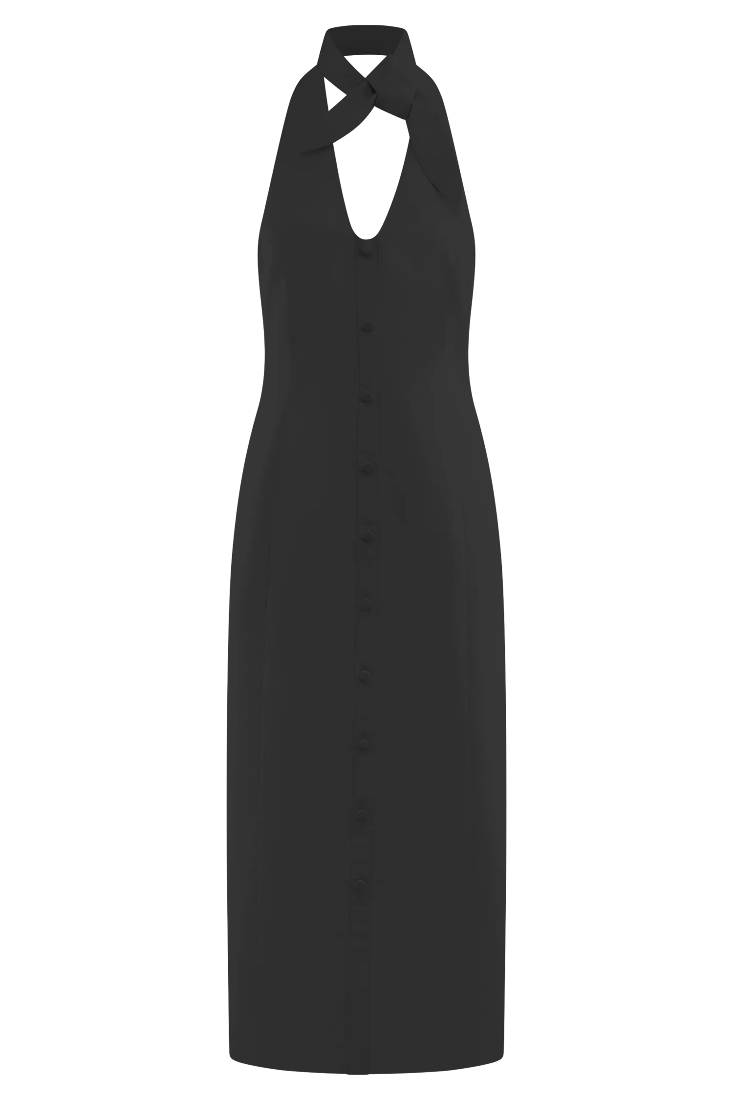 Simona Halter Neck Midi Dress Black