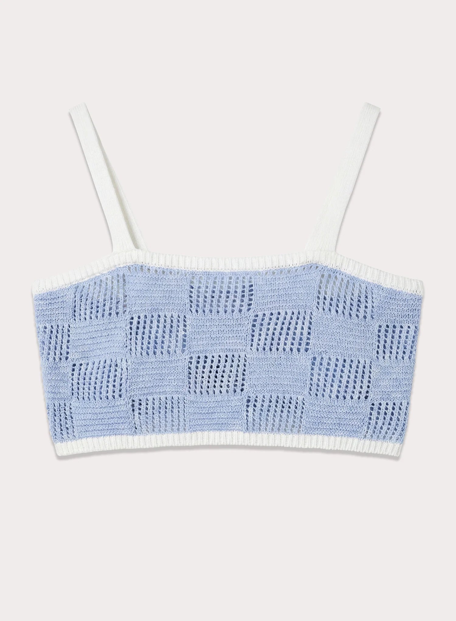 Blue Check Crochet Crop Top