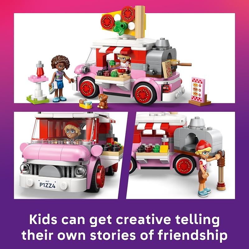 LEGO Friends Pizza Truck 42694 Building Toys for Girls Boys Ages 6 Toy Truck Playset W 2 Minidolls 190 pieces Gift for Birthdays