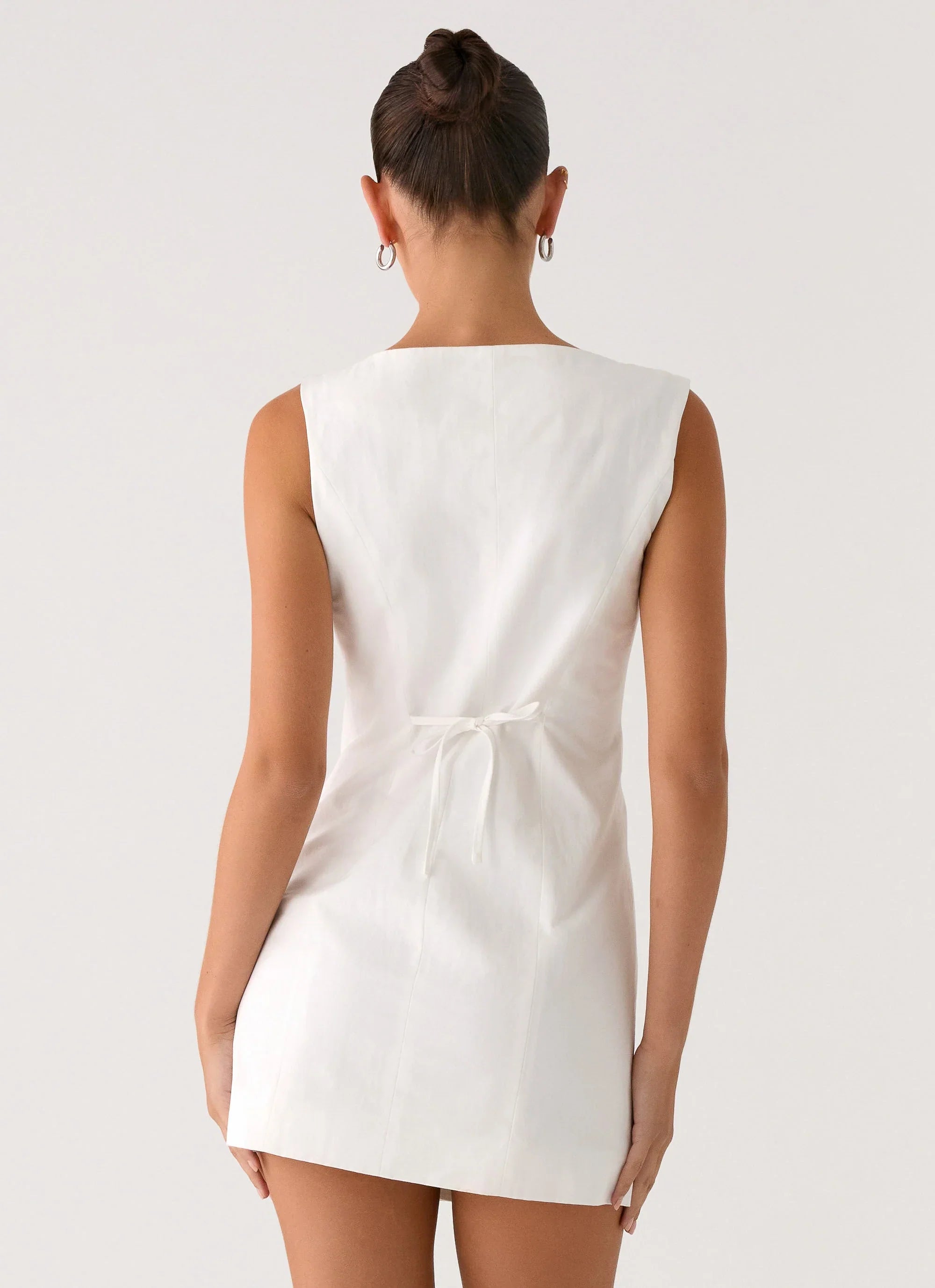 Golden Touch Cotton Mini Dress White