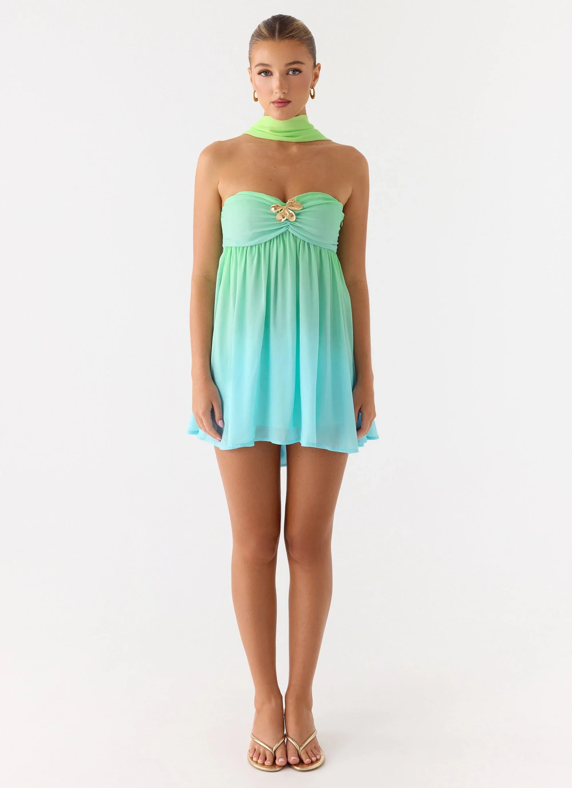 Calantha Scarf Mini Dress Sea Ombre