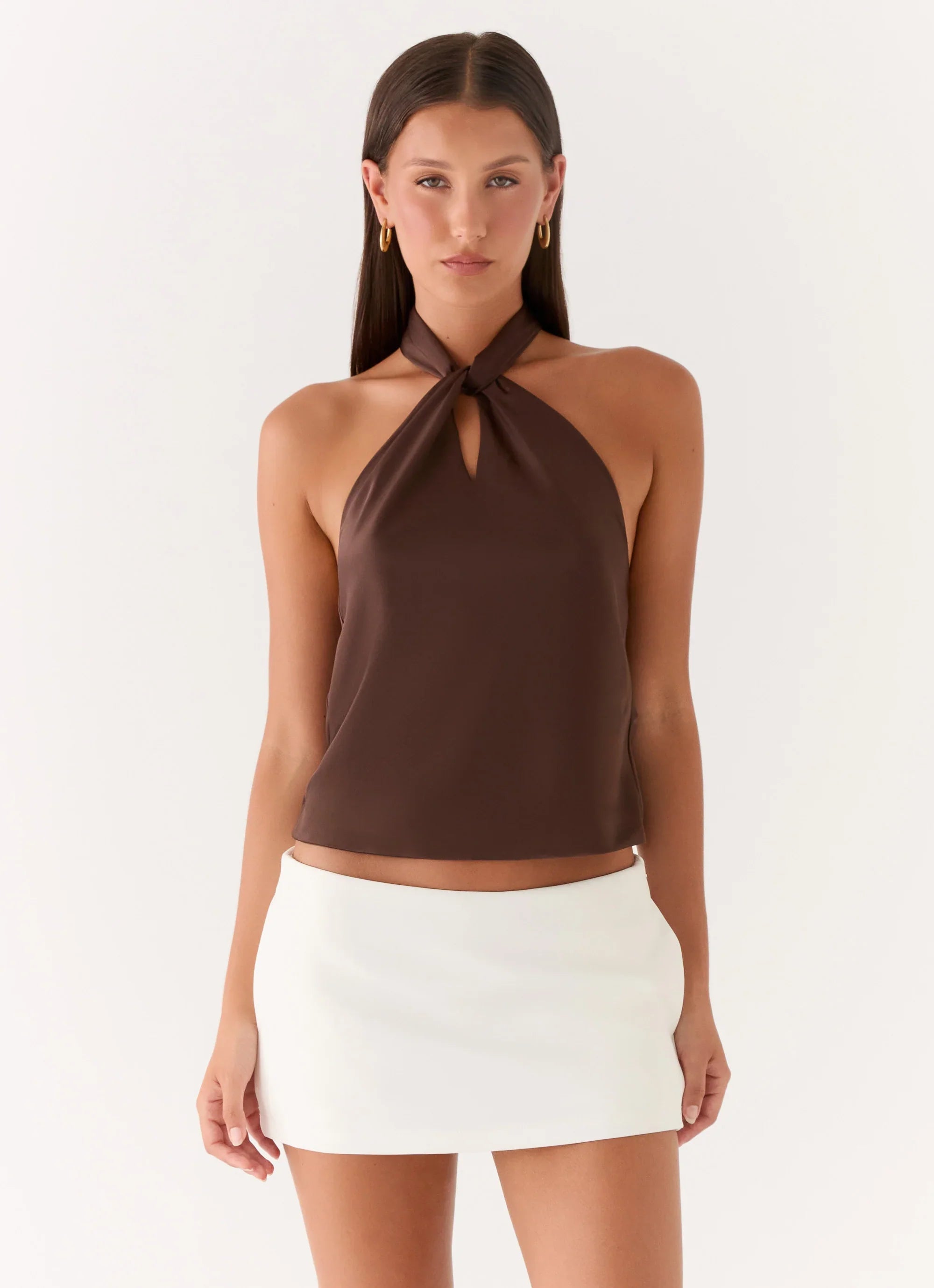 Maddox Scarf Top Chocolate
