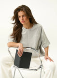 Light Grey Branded Short Sleeve Cotton T Shirt