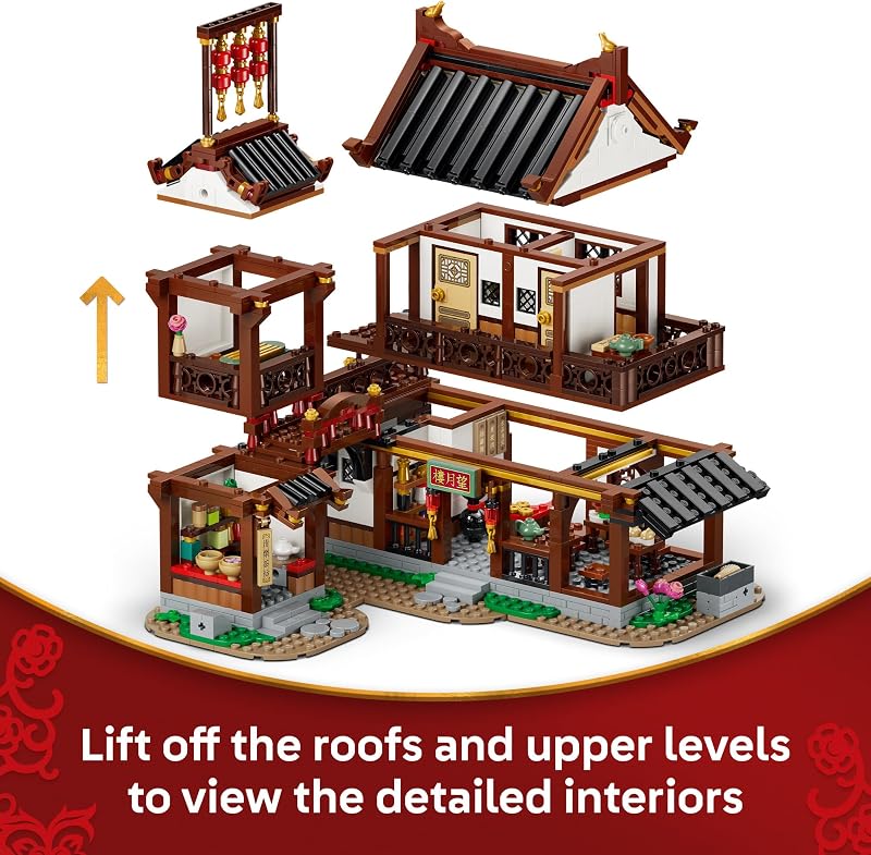 LEGO Chinese Festivals Ancient Moon Gazing Inn Building Toy for Boys Girls Ages 9 Spring Festival Decorations Craft Kit 80121