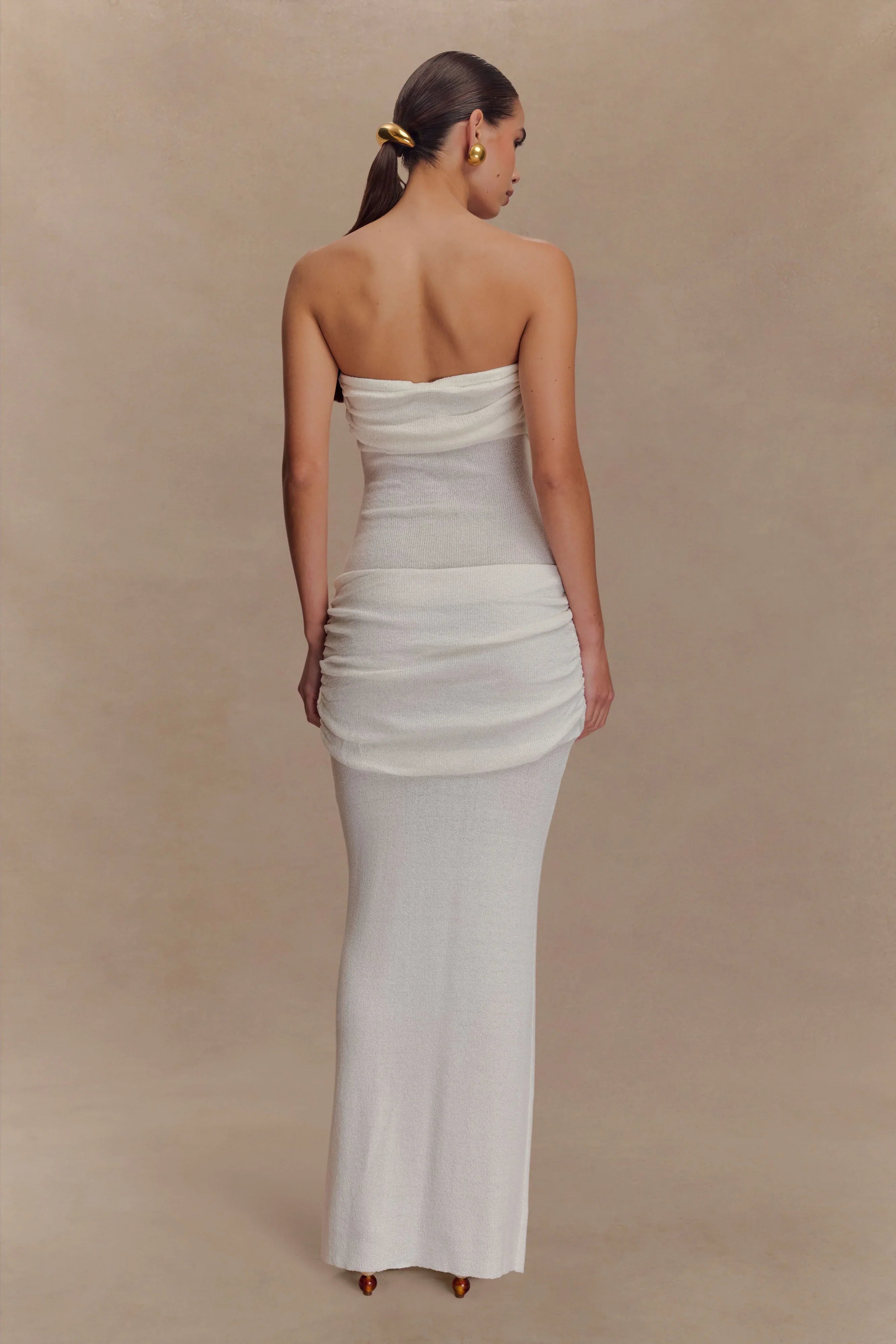 Elora Strapless Knit Maxi Dress Ivory
