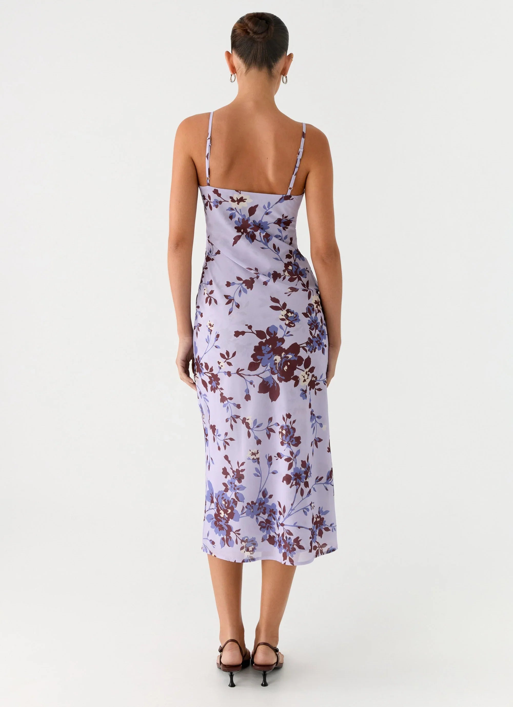 Bluma Lace Trim Midi Dress Antique Lilac Floral