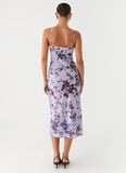 Bluma Lace Trim Midi Dress Antique Lilac Floral