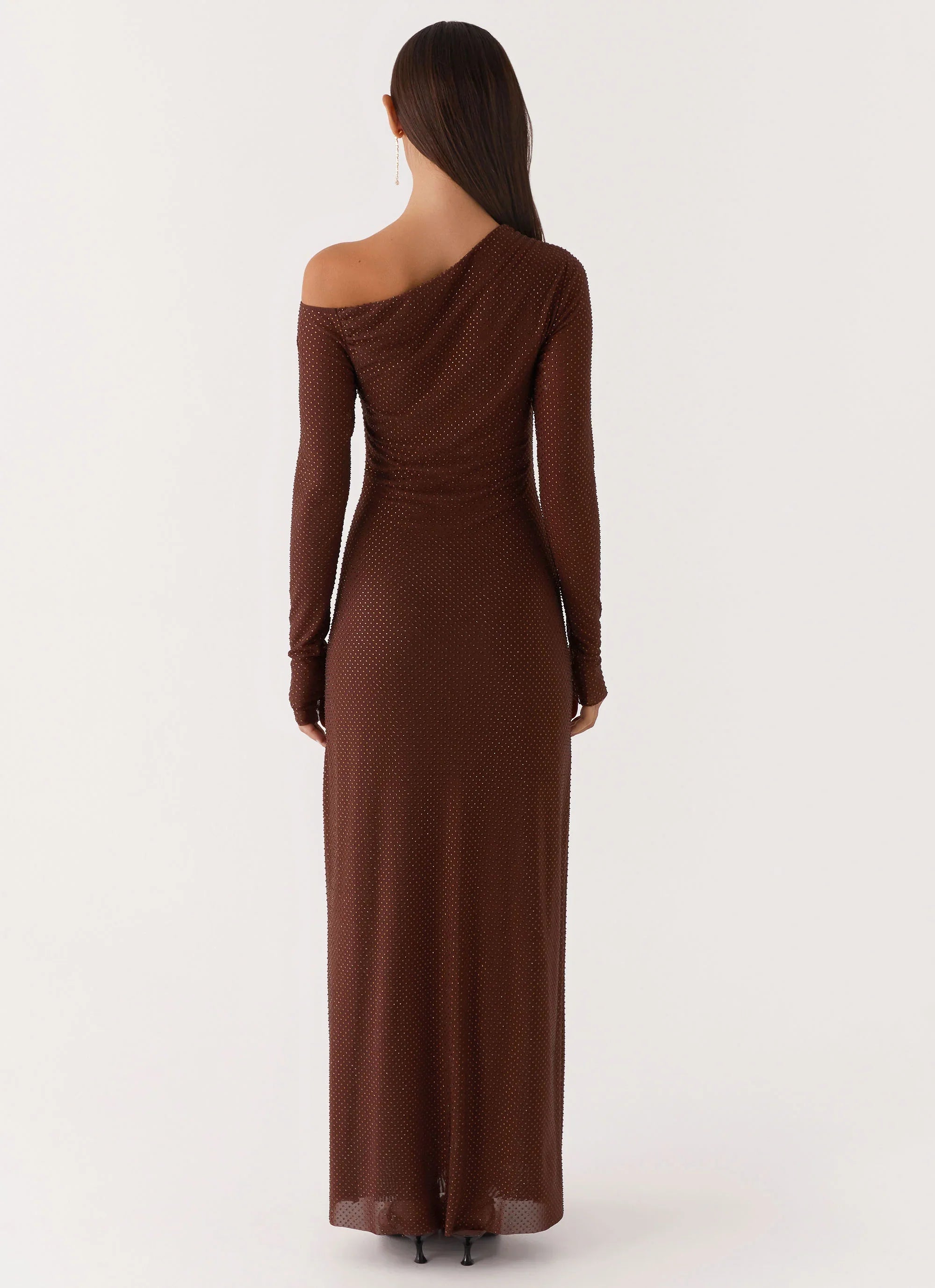 Oriana Sequin Maxi Dress Chocolate