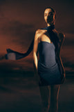 Mattea Diamante Mini Dress With Scarf Navy