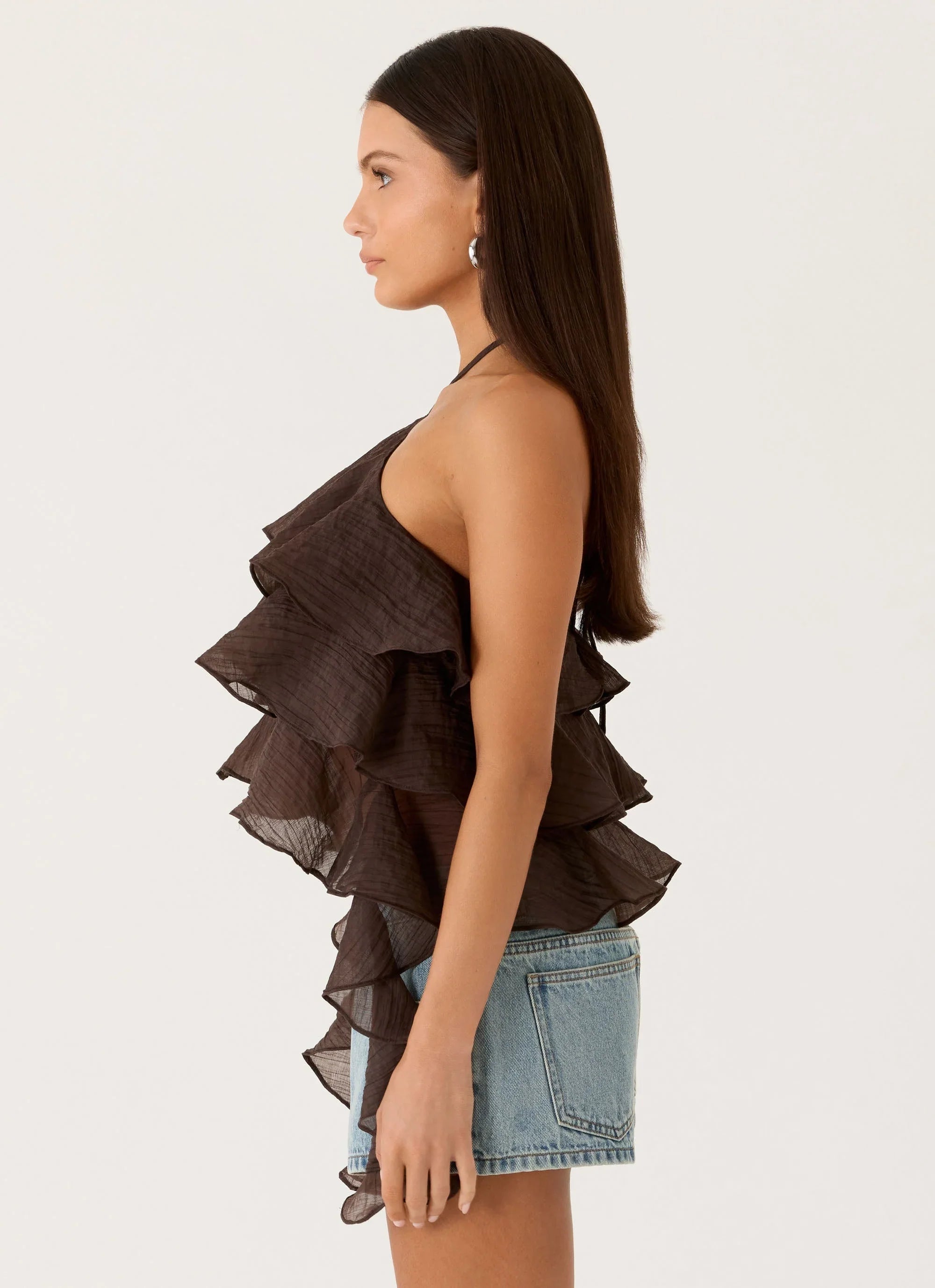 Inna Frill Halter Top Chocolate