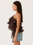 Inna Frill Halter Top Chocolate