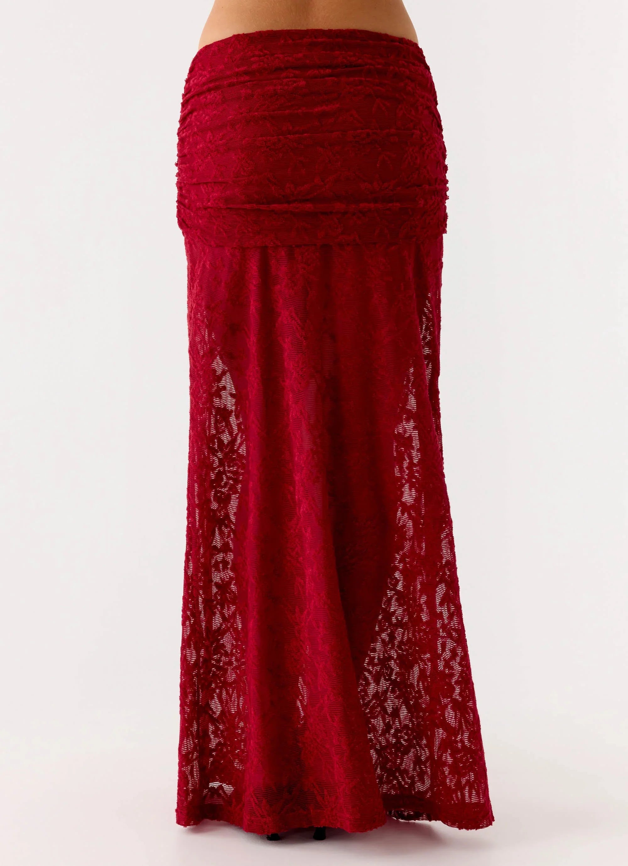 Farruko Jacquard Maxi Skirt Dark Cherry